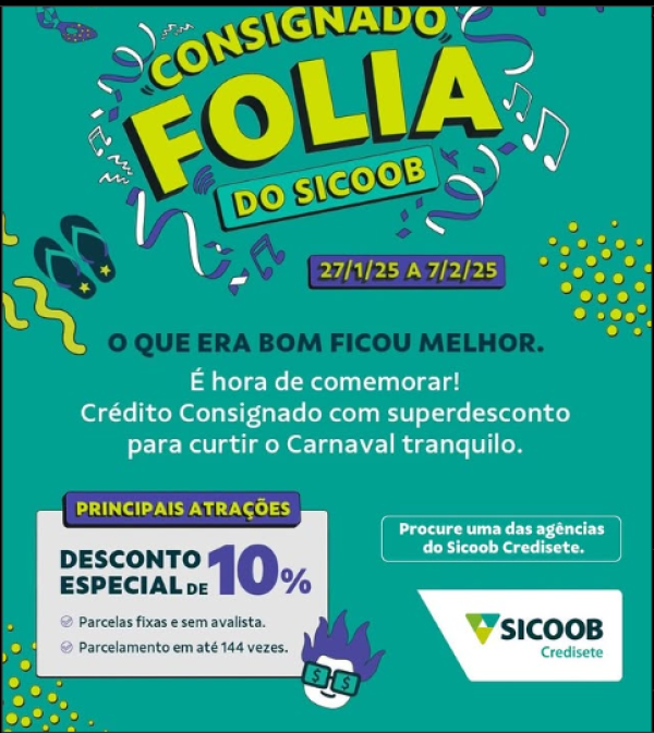 Campanha Consignado Folia: condições especiais no Sicoob