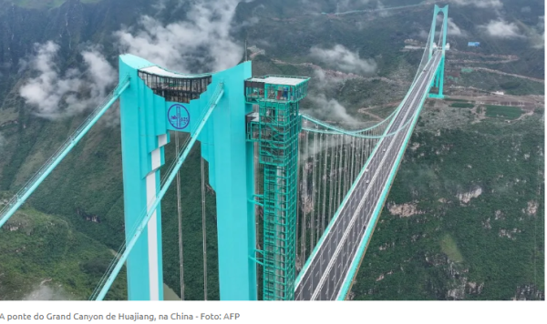 China inaugura ponte mais alta do mundo e reduz viagem de 2h para 2 minutos