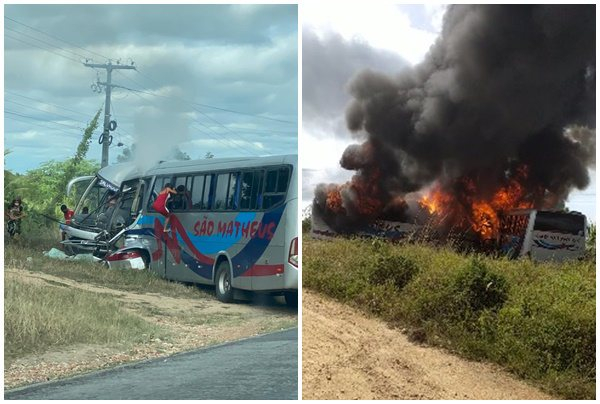 Dois ônibus batem de frente na BA-120 e deixa mortos; assista
