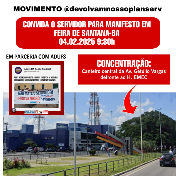Manifestação em defesa do Planserv ocorrerá nesta terça, 4, em frente ao EMEC