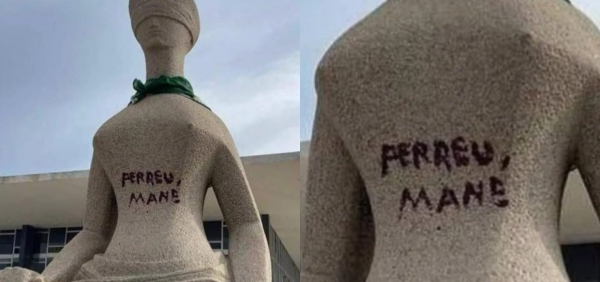 Mulher que pichou estátua com batom é condenada a 14 anos de prisão
