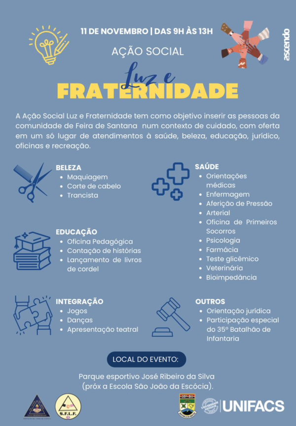 Mutirão de serviços gratuitos oferece atendimentos de saúde, finanças e oficinas em Feira de Santana  