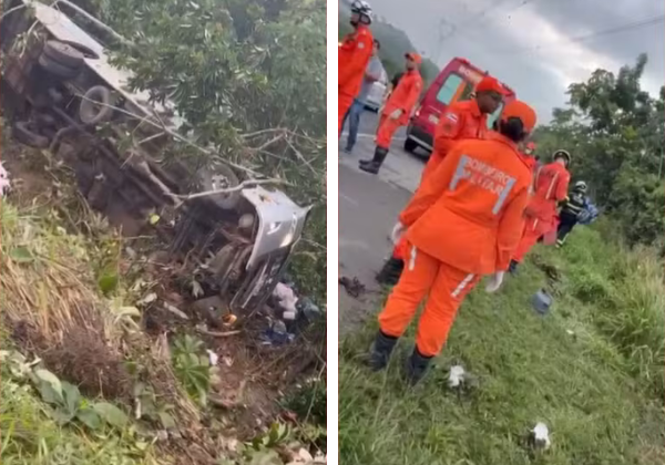 Ônibus cai em ribanceira e deixa quatro pessoas mortas em São Sebastião do Passé