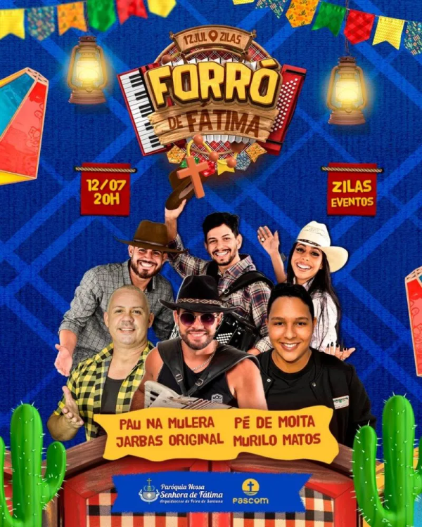 Paróquia Nossa Senhora de Fátima promove forró no próximo sábado (12)