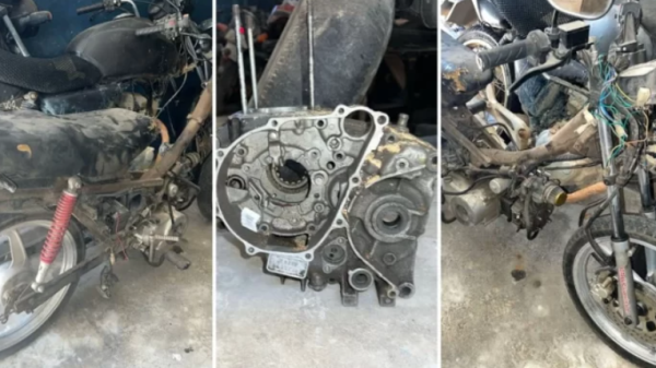 PM apreende moto roubada e peças irregulares em oficina de Mucuri