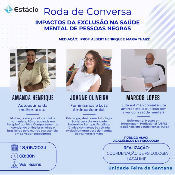 Roda de Conversa debate os impactos da exclusão na saúde mental de pessoas negras