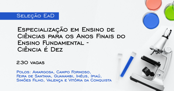 UFRB oferece curso de especialização a distância gratuito para professores de ciências