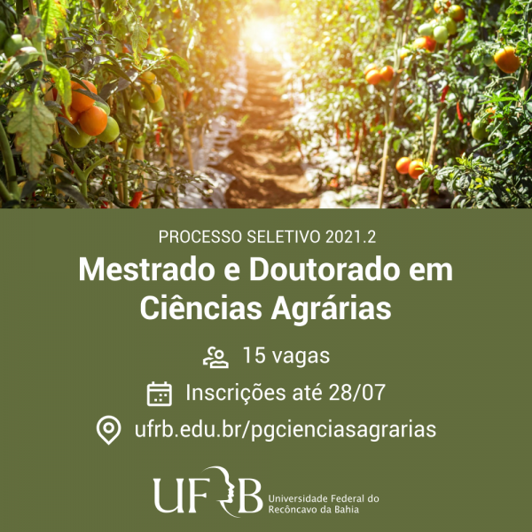UFRB seleciona alunos para mestrado e doutorado em Ciências Agrárias