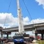 Instalada viga no viaduto do Complexo Miraldo Gomes